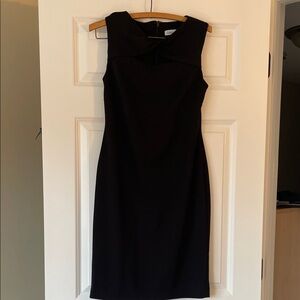 Calvin Klein Classic Black Sheath Dress with open twist